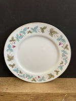 €¥ Vintage Fine China MS Japan #6701 Set/6 6.25”Bread Plates Grapevine Green and Blue Silver Rim