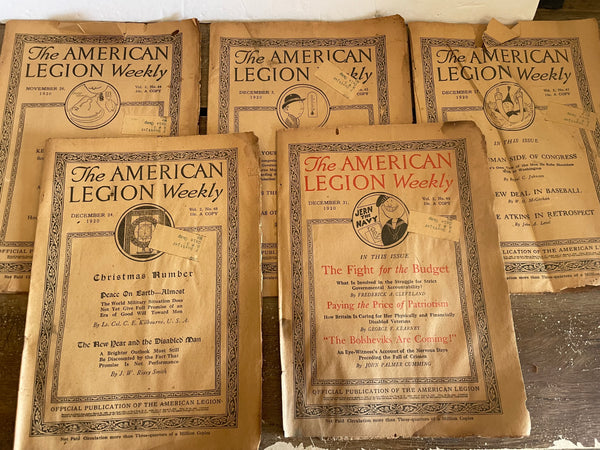 <€€ AS-IS Antique The American Legion Weekly Magazine Lot of 5 Issues 1920 November/December Ephemera