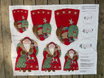 Vintage Cranston FATHER CHRISTMAS (3) Standing Soft Sculpture Holiday Appliques w/ Instructions