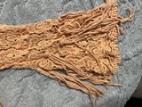 +* Womens/Juniors Small Lightweight Crocheted Apricot  Cardigan Sweater with Fringe by BKE