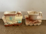 + Vintage Ceramic CHOO CHOO Train Planters Japan Pair/Set of 2