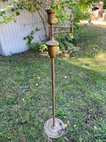 a* Vintage Brass Swing Arm Floor Lamp Round Base