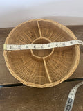 +* Round Basket Tray Woven Wood with Divided Sections