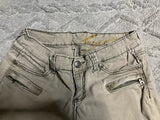+* Womens/Juniors Size 6 28” Waist Regular Seven 7  Tan Jeans Low Rise Skinny Stretch