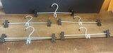Set/5 White Pants/Skirt Adjustable Stackable Non-Slip Clamp Hangers 13” L