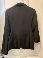 Womens Juniors Medium Papaya Black Jacket Blazer Button Up Lined