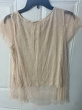 +* Womens Juniors Lauren Conrad XSmall Blush Top with Sheer Netting Overlay Short Sleeves