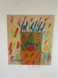 *^ Japanese Fukuoka Nobuo Original Art Expressionism Portrait Drawing Watercolor Signed 八 Eight