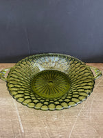 a** Vintage Set/2 Pair Green Cut Glass Candy Dishes Serving Bowls with Handles