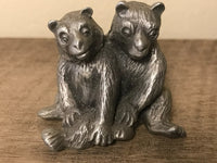 <€€* Hudson Pewter Noah's Ark Collection Pair Male/Female BEARS Retired #2230 1981