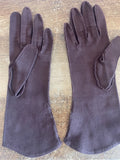 +* Vintage 10.5” Womens Juniors Brown Nylon Dressy Gloves