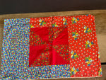* Set/6 Red Blue Yellow Folk Art Placemats Cotton Fabric  17” x 11"