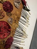 +* Borgata Rectangular 17” x 13” Pillow Beaded Raised Velour & Satiny Flower Petals Zipper Closure Beaded Fringe
