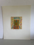 *^ Japanese Fukuoka Nobuo Original Art Expressionism Portrait Drawing Mixed Media  Signed 四 4