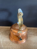 Vintage Copper Kettle w/ Blue & White Porcelain Handle & Lid