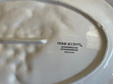 Vintage Antique White 14” Oval Platter With 3D Raised Grapes & Leaves by HOME ACCENTS