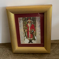 € Vintage Inspired Art Santa St. Nick Gold Frame & Matted Christmas Holiday