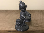 <€€* Vintage RB Michael Ricker Bartlett Pewter Drummer Boy w/ Dog 1985