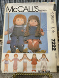 +* Vintage UNCUT 22" RAG DOLL CLOTHES Wardrobe Boy Girl Bib Overalls McCALL’s Pattern 7222 1980