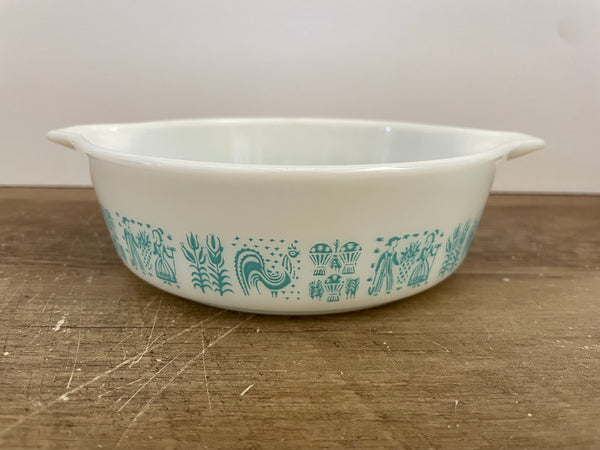 Vintage Pyrex Turquoise Amish Butterprint 1 Pint Cinderella Casserole No Lid #471