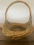 +* Medium Basket Woven Wood With Handle w/ Green Accents