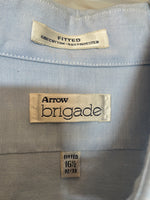 Mens Arrow Brigade Fitted 16 1/2 Sz 32/33 Blue Button Down Cotton Long Sleeve Shirt