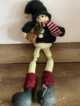 a** Stuffed Christmas Snowman w/ Satchel of Berries Shelf Sitter Holiday Christmas