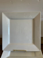 <€€ FOOD NETWORK Restaurant Ware White Square Luncheon/Salad/Dessert Plates Set/4 7.5”