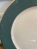 Flintridge China, California Deep Teal Green w/ Platinum Silver Set/6 8.25” Salad/Dessert Plates