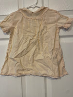 € Vintage Beige Infant Baby Dressing Gown w/ Lace Collar & Hem