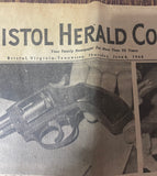 +* AS-IS Vintage Bristol (VA-TN) Herald Courier RFK Kennedy Barely Holds On Jun 6 1968 Newspaper