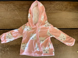 + Girls Newborn Snap up Long Sleeve Top Jacket Pink with Kitty Faces & Gold Bows