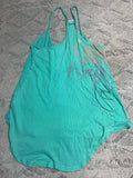 +* Womens/Juniors Hang Ten Medium Green Razor Back Straps Flowing High Low Top Tank