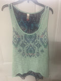 +* Womens No Boundaries XXL Tank Top Mint Green with Aztec Design Hi-Low
