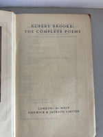 Vintage RUPERT BROOKE: The Complete POEMS Hardcover Great Britain 1945