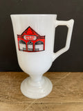 a** Vtg Milk Glass Coffee Pedestal Mug Country Music Wax Museum Nashville Tennessee