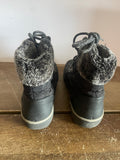 +* Womens/Juniors Black Ankle Lace Up Winter Boots Sz 6 UK Sz 4 Faux Lambswool by Global Win