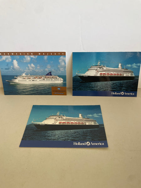 <€€ Vintage UNUSED Post Cards CRUISE SHIP Lot/3  Norwegian & (2) Holland America