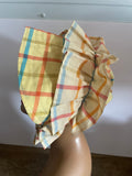 +* Adult Medium Old-Fashion Pioneer Prairie Bonnet Style Sun Hat Yellow Plaid