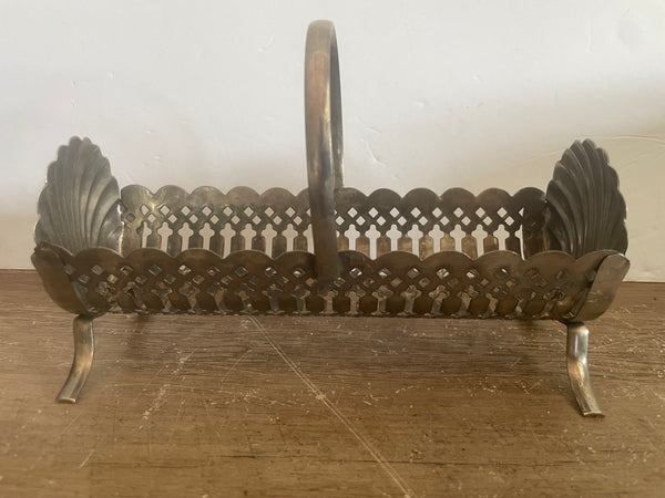 + Vintage Silver Plated Footed Cracker Biscuit Holder Partyware Tarnished Kitchen Decor