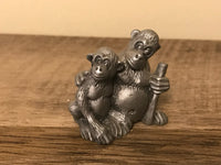 <€€* Hudson Pewter Noah's Ark Collection Pair Male/Female MONKEYS Retired #2177 1981