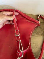 Red Faux Leather by Mossimo Shoulder Purse Bag Belt Strap Medium Size