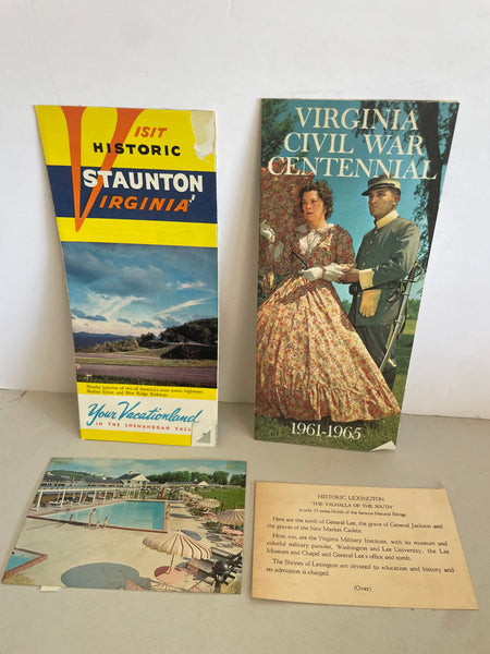 <€€ Vintage (2) Historic Virginia Visitor Pamphlets Staunton & Civil War Centennial 1961-1965