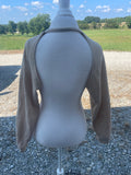 +^ Woman’s/Juniors Beige Long Sleeve Bolero Shrug Sweater Chain Link Neckline