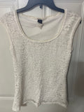 +* Womens Juniors Medium White Lace Top Tank Sleeveless by Wrapper