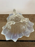 a** [glow?] €*~ Vintage Iridescent Depression Glass Candy Dish Pressed & Etched Glow Footed