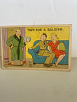<€€ Vintage 1943 WWII TAPS FOR A SOLDIER Used Linen PostCard Postmarked Camp Breckinridge