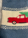 +* Dog Sweater Large Blue & White Christmas Tree Truck 21” L