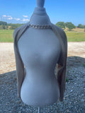 +^ Woman’s/Juniors Beige Long Sleeve Bolero Shrug Sweater Chain Link Neckline