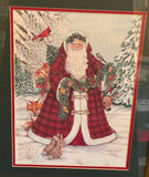 € Nadine Harper Wood Framed & Matted Santa & Forest Animals Art 1991 17.5” W x 23” H